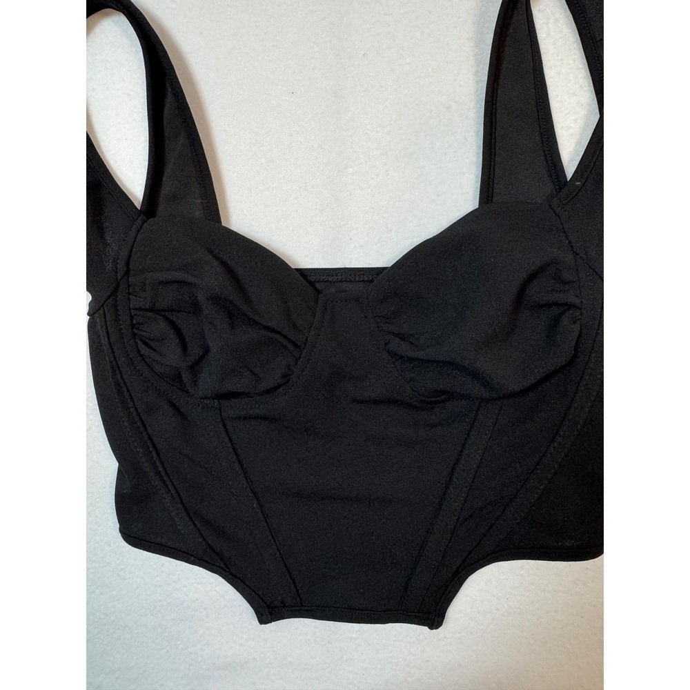Goth Edgy Nightlife Corset Bustier Crop Top Womens XS‎ Black Dark Aesthetic